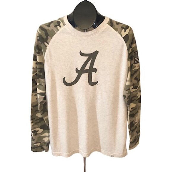Alabama Crimson Tide Men's M OHT Military Appreciation Camo L/S Raglan T-Shirt - Picture 1 of 6